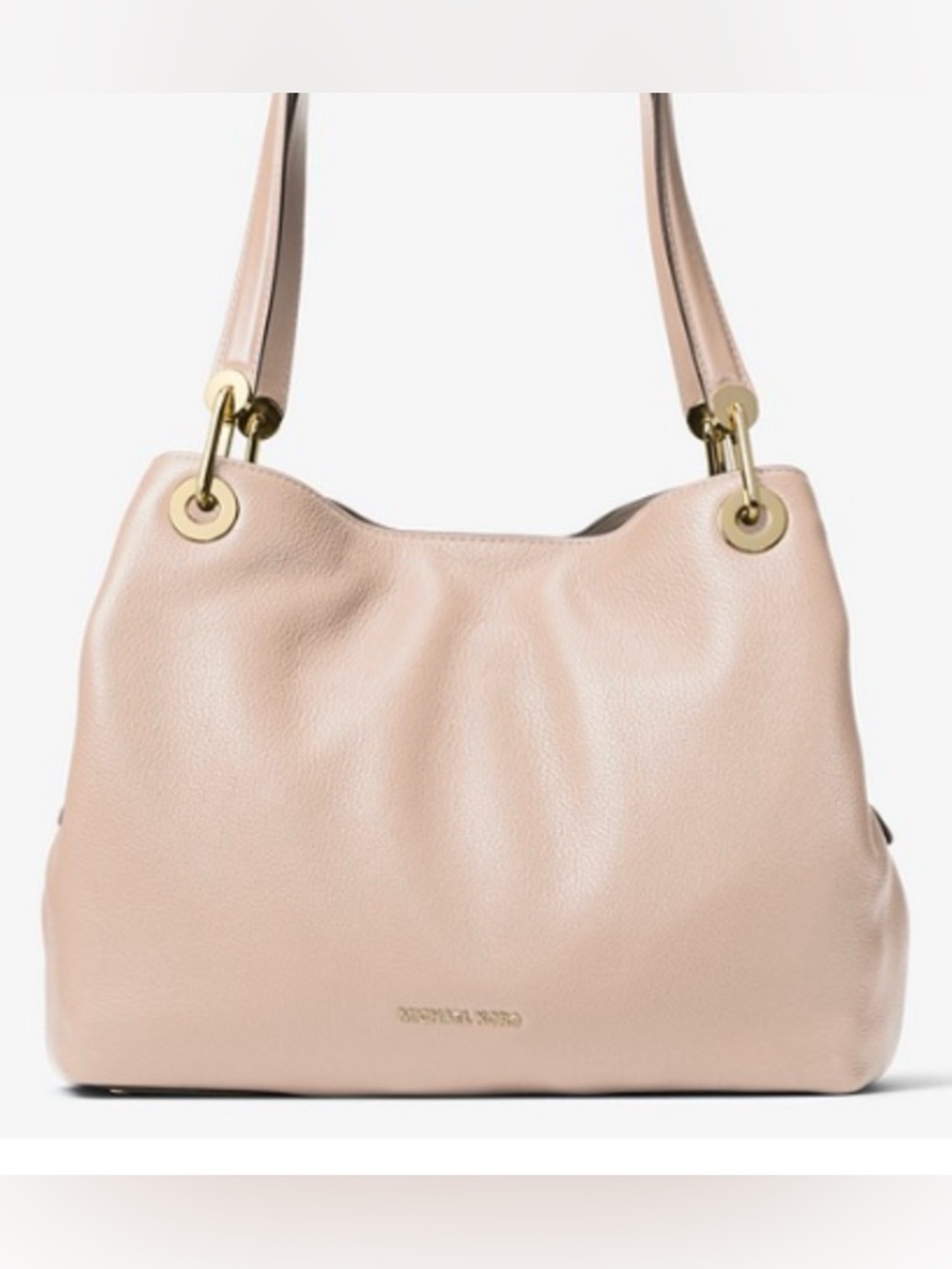 Michael Kors Light Peach Pebbled Leather Hobo with Gold Hardware